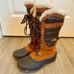 The North Face Brown and Black Winter Boots